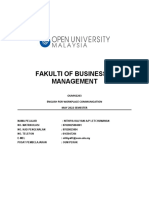 Fakulti of Business & Management: OUMH2203 English For Workplace Communication May 2022 Semester