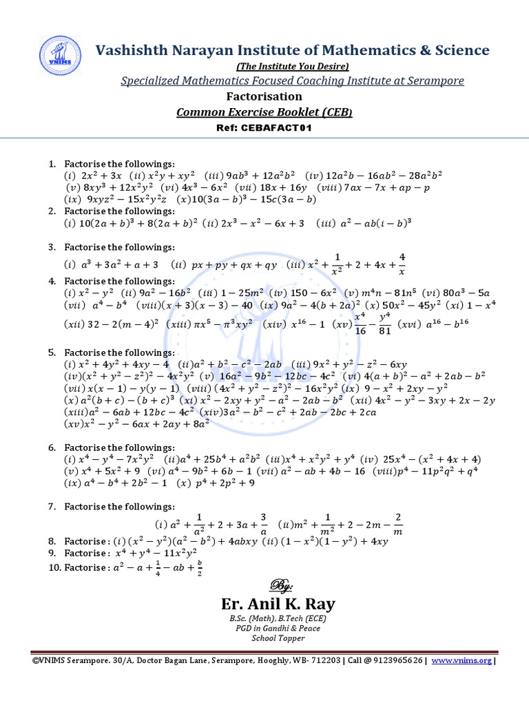 Vashishth Narayan Institute of Mathematics & Science: Er. Anil K. Ray ...