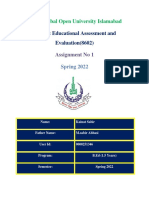 Allama Iqbal Open University Islamabad: Course: Educational Assessment and Evaluation (8602)