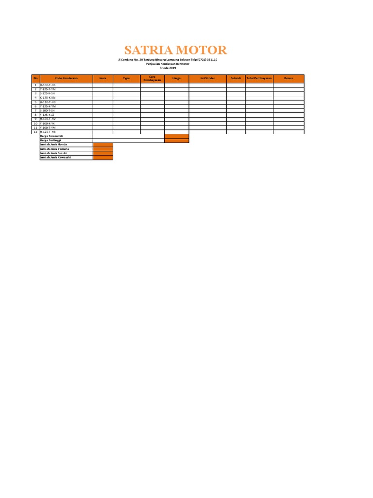Jawaban Excel SATRIO MOTOR | PDF