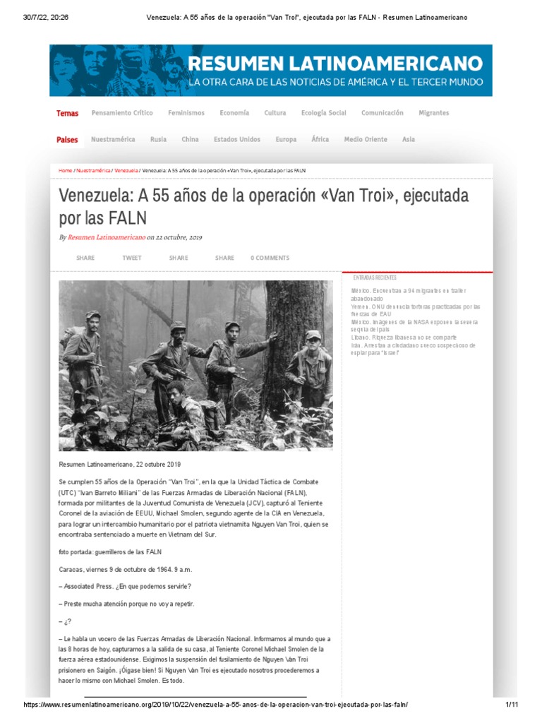 Venezuela - A 55 Años de La Operación - Van Troi - , Ejecutada Por Las ...