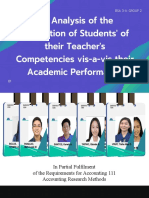 An Analysis of The Perception of Students On Their Teachers Competencies Vis À Vis Their Academic Performance