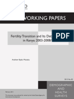Dhs Working Papers: Fertility Transition and Its Determinants in Kenya: 2003-2008/9