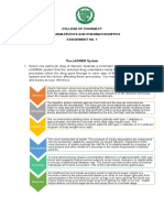 College of Pharmacy Biopharmaceutics and Pharmacokinetics Assignment No. 1