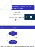 Programming and Verifying A Compiler With Coq: An Experience Report