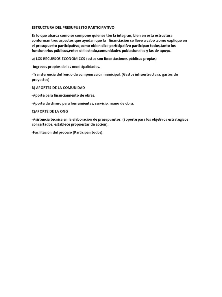 Fases del Presupuesto Participativo | PDF | Presupuesto | Economias