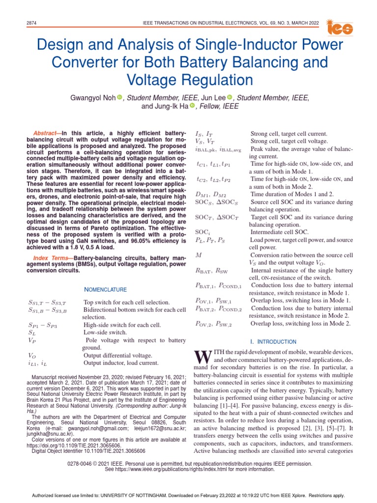 Design and Analysis of Single-Inductor Power Converter For Both Battery ...