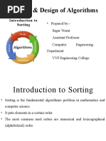 Analysis & Design of Algorithms: Introduction To Sorting