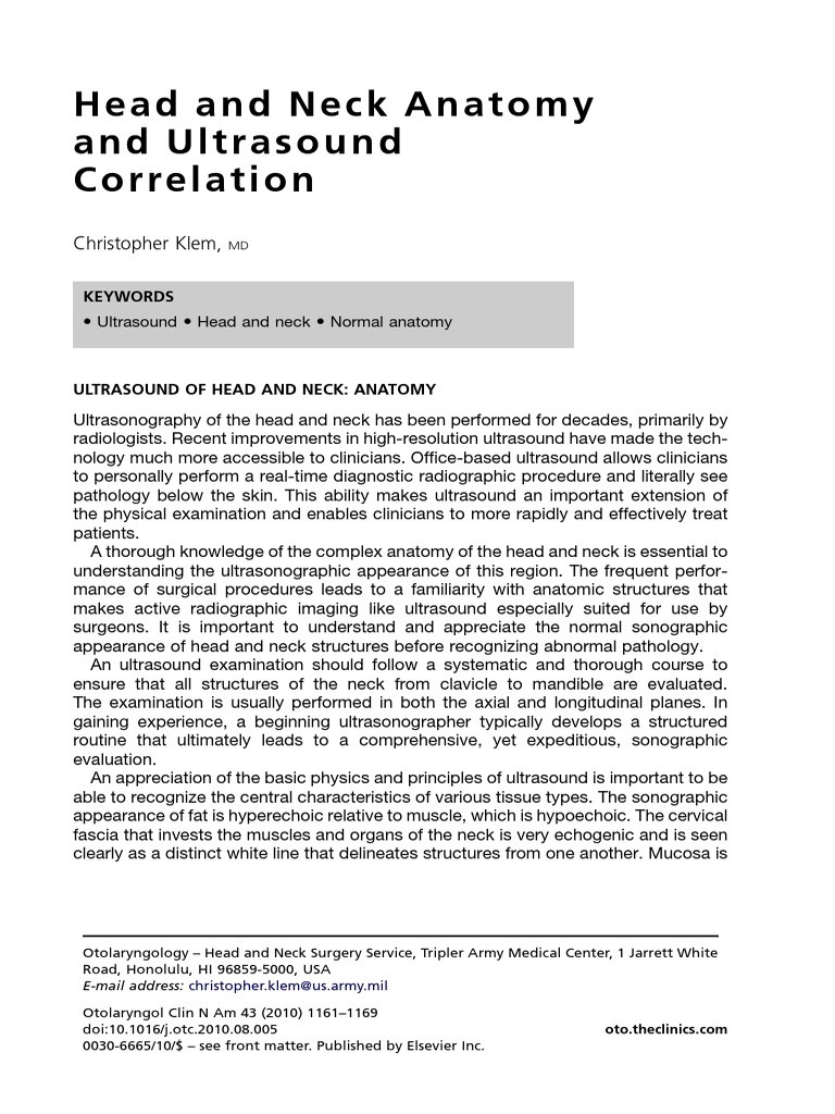 Head and neck anatomy and ultrasound correlation 2010 | PDF | Common ...