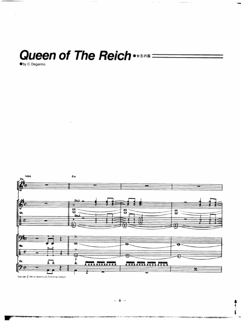 Queensryche Japanese Band Score | PDF