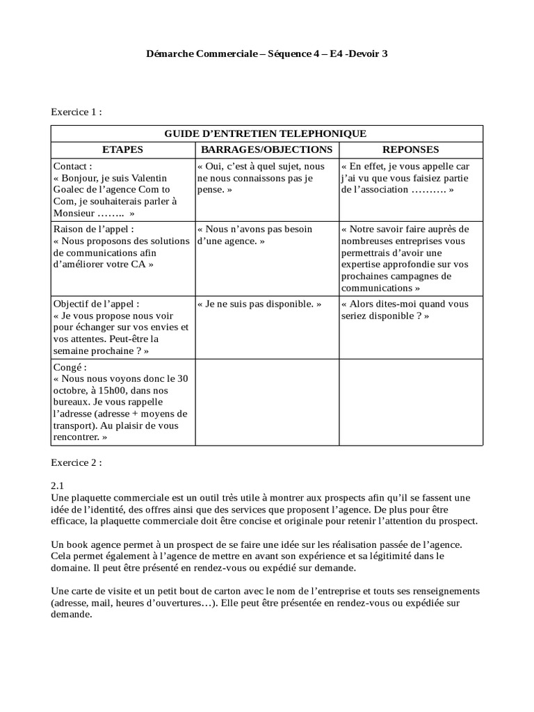 Guide de Prospection Commerciale E4 | PDF | Commercialisation | Économie