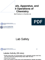 Chemicals, Apparatus, and Unit Operations of Chemistry: Best Practices in A Chemistry Lab