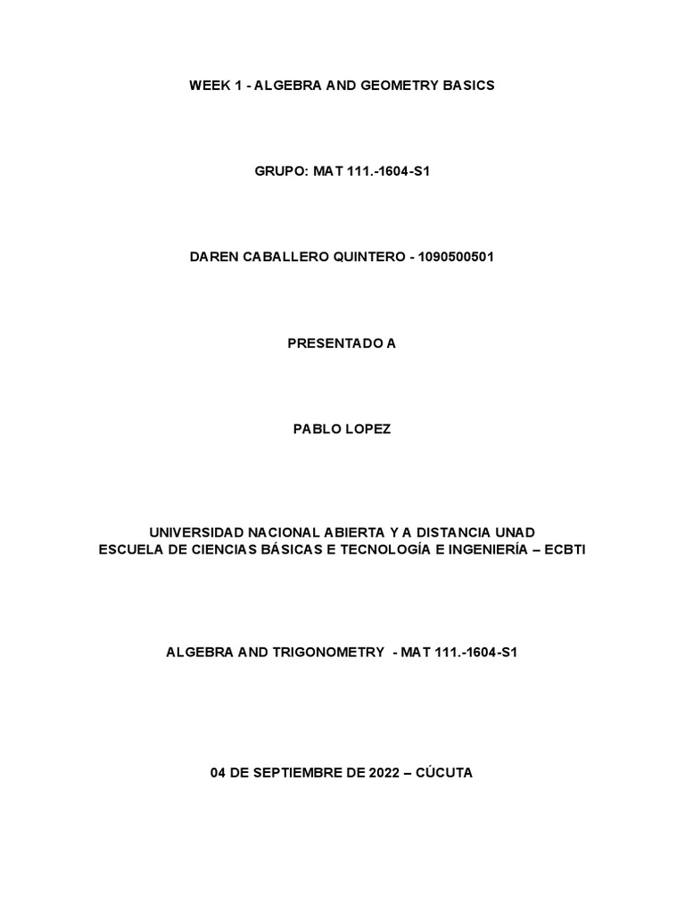 Course 1 Algebra And Geometry