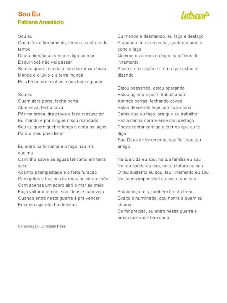 Sou Eu: Hino de Livramento | PDF