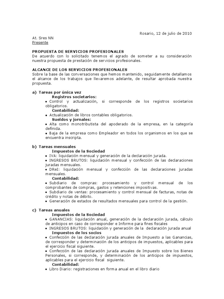 Presupuesto de Honorarios Profesionales | PDF | Contabilidad | Business