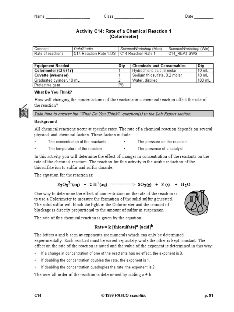 Activity C14 Rate of A Chemical Reaction 1 (Colorimeter) Download