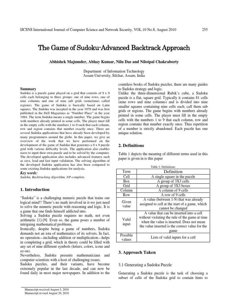 The Game of Sudoku | PDF | Computer Science | Teaching Mathematics