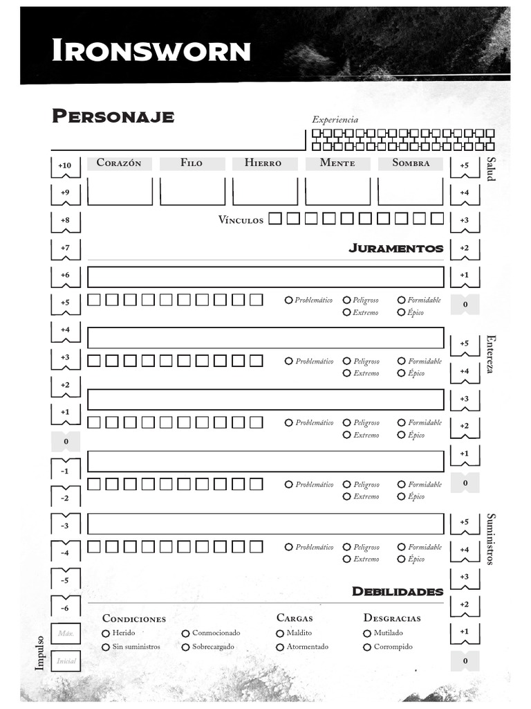 Hoja en Blanco Ironsworn PDF