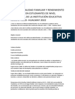 Disfuncionalidad Familiar y Rendimiento Academico en Estudiantes de Nivel Secundaria de La Institución Educativa Julio