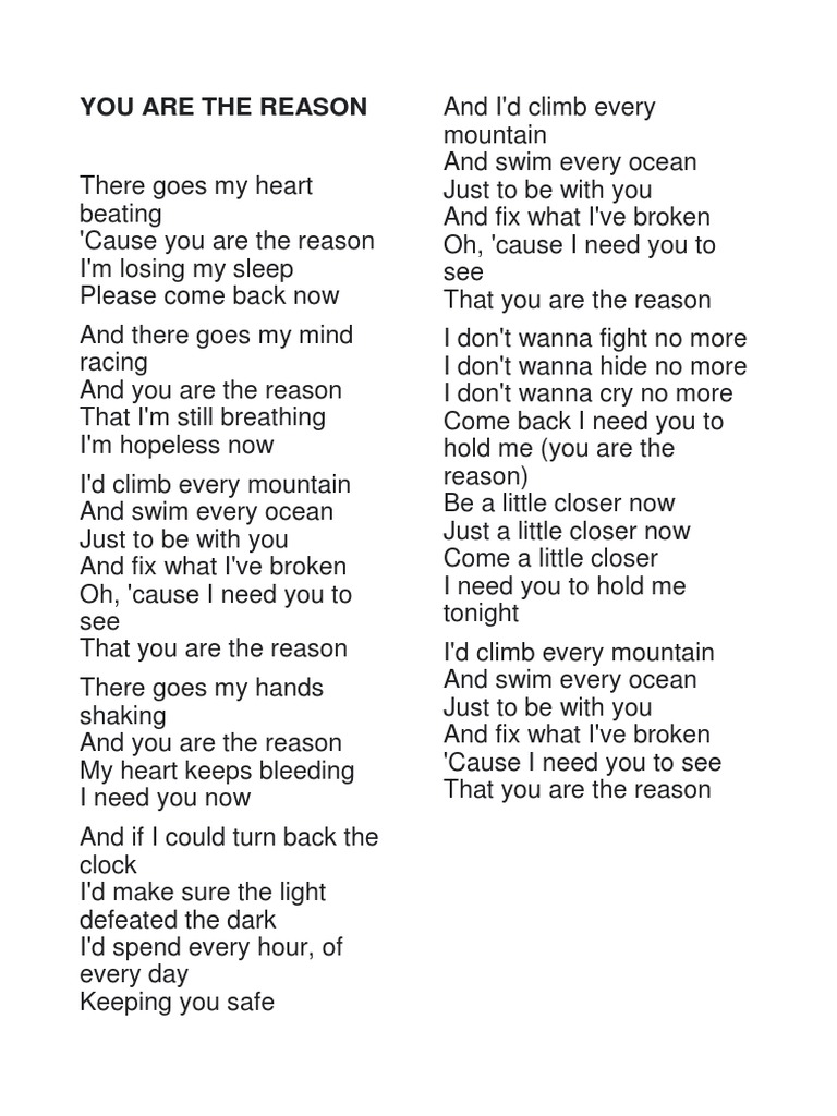 You Are The Reason | PDF