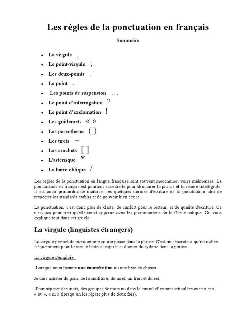 La Ponctuation En Français | La ponctuation – JFFA
