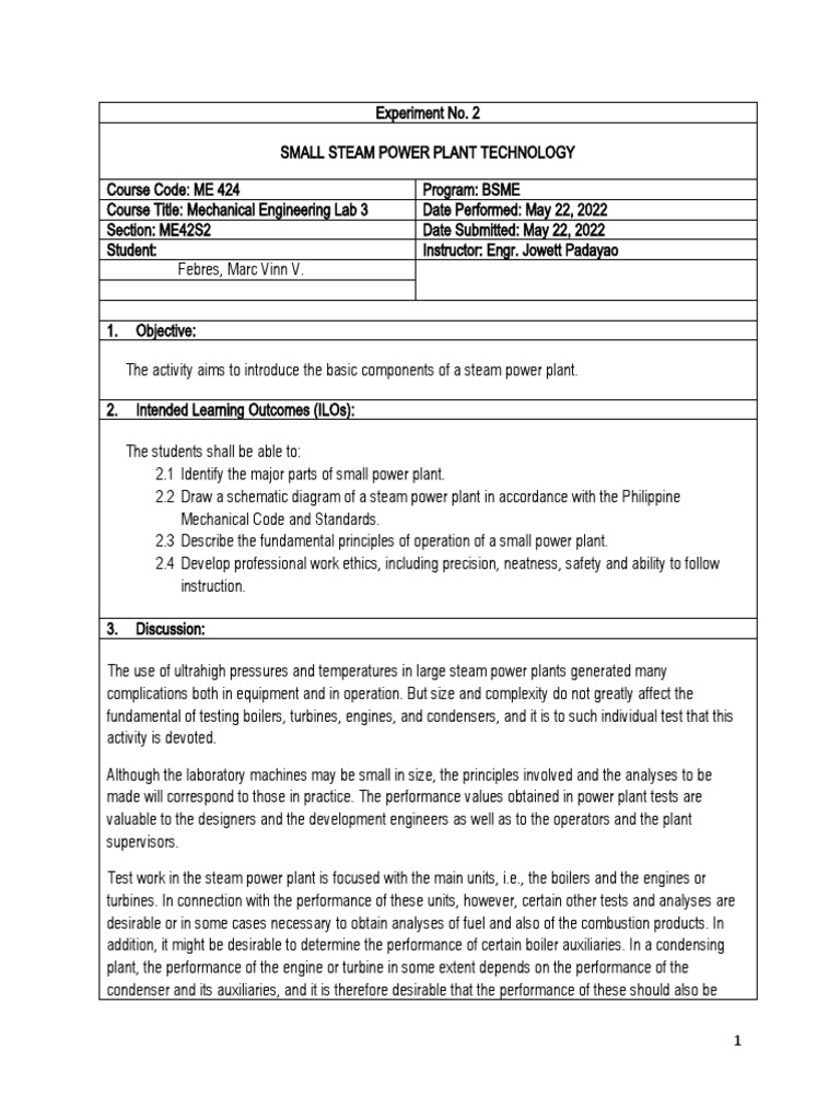 Lab 3 Experiment 2 | PDF | Boiler | Steam