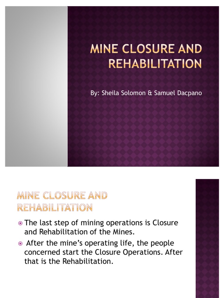 Mine Closure And Rehabilitation Pdf