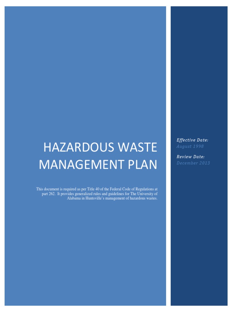 07.07.10 Hazardous Waste Management Plan PDF Resource Conservation