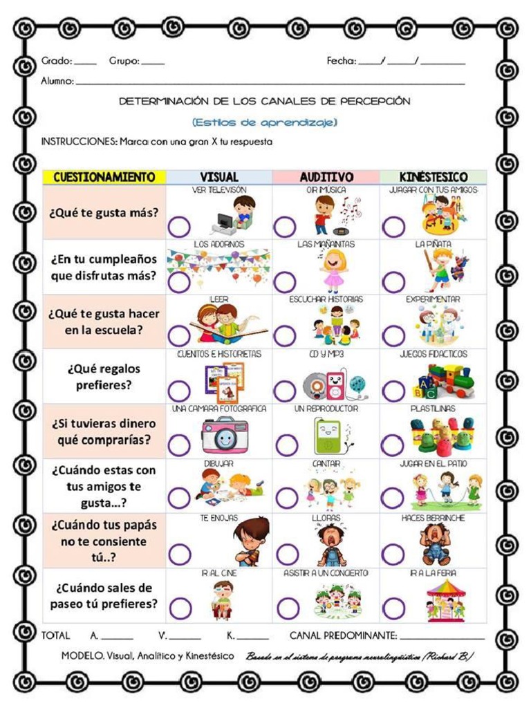 Test Estilos de Aprendizaje Con Dibujos | PDF