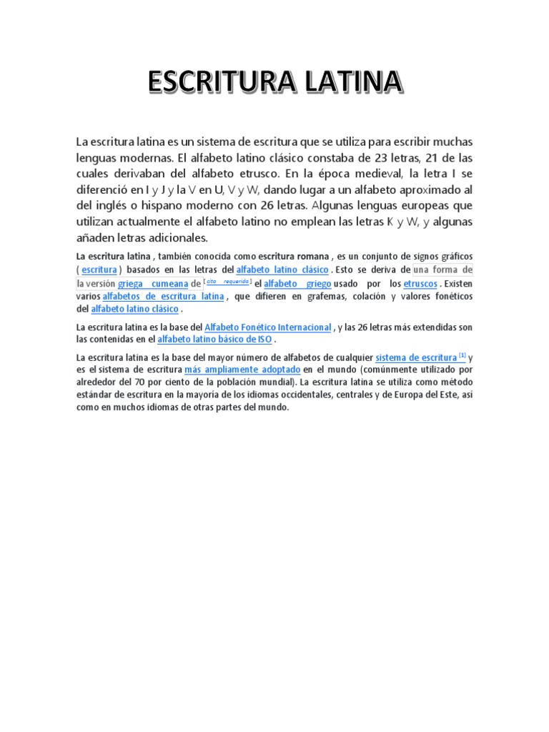 Características de la escritura latina | PDF | Viajes y turismo | Artes ...
