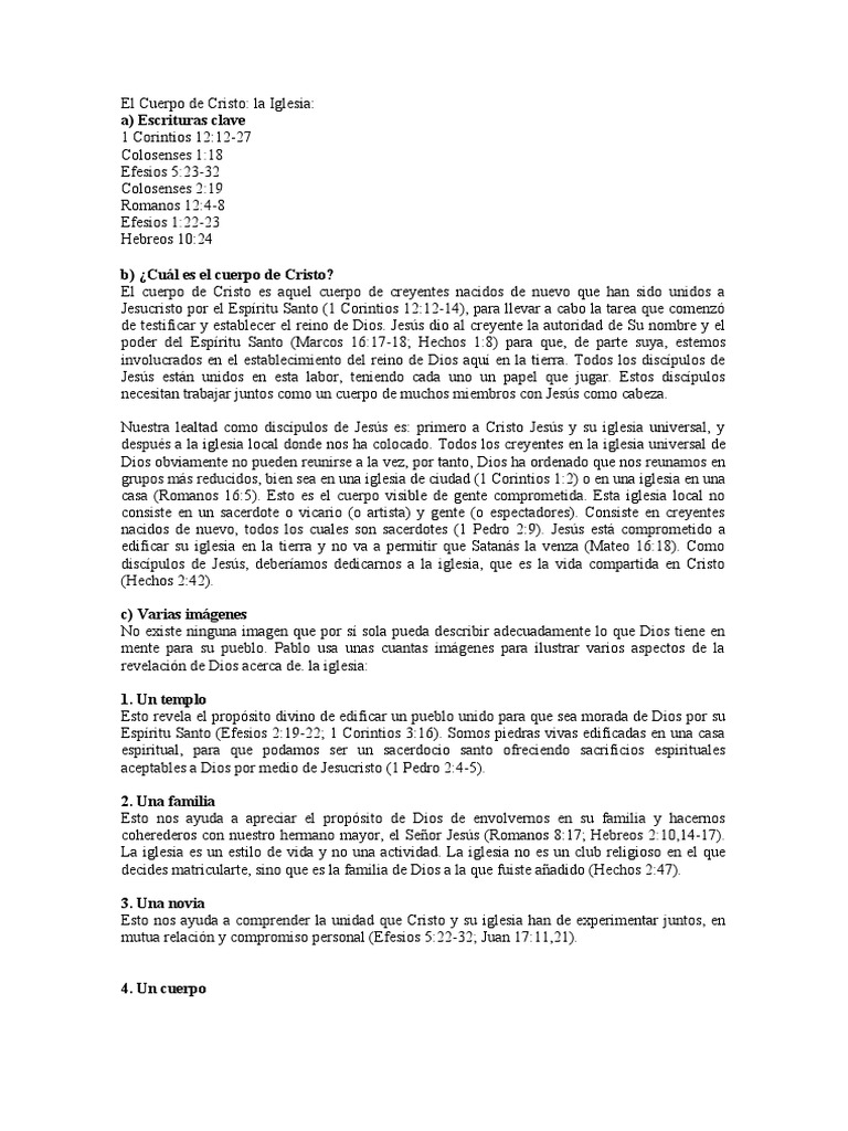 Cuerpo de Cristo | PDF | Cristo (título) | Iglesia cristiana
