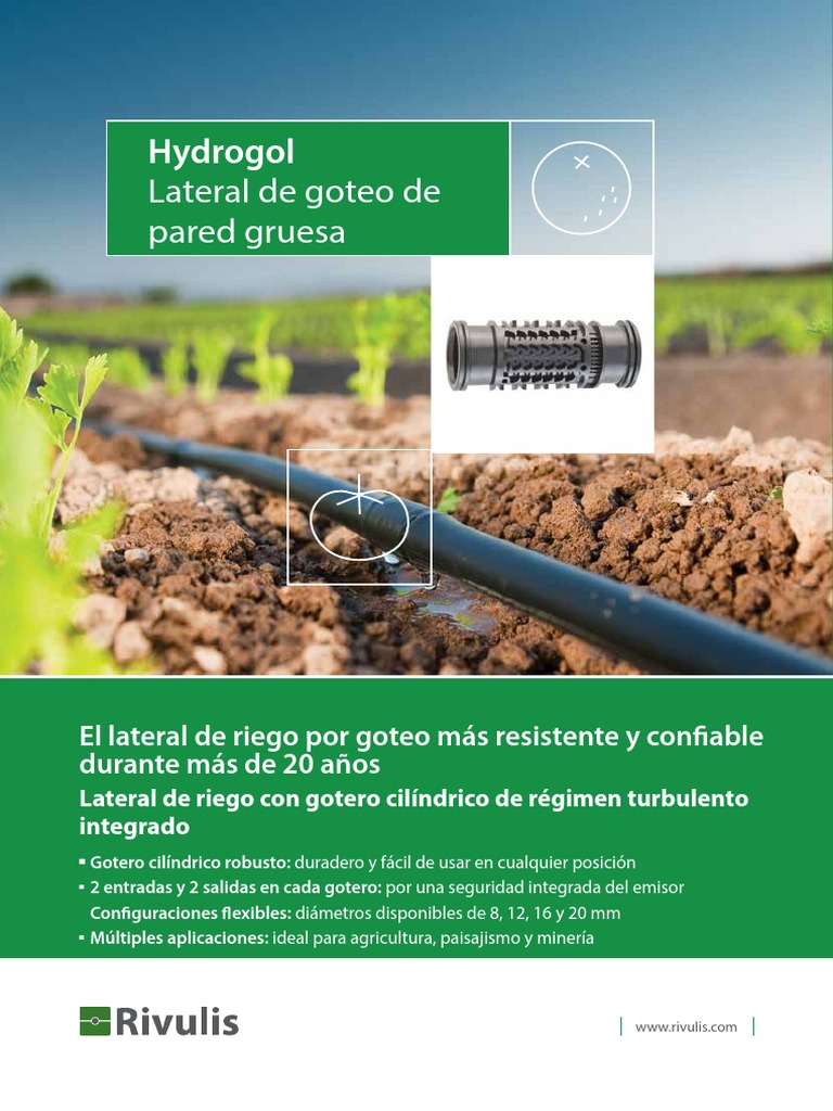 Lateral de riego Hydrogol Rivulis | PDF | Riego | Hidrología