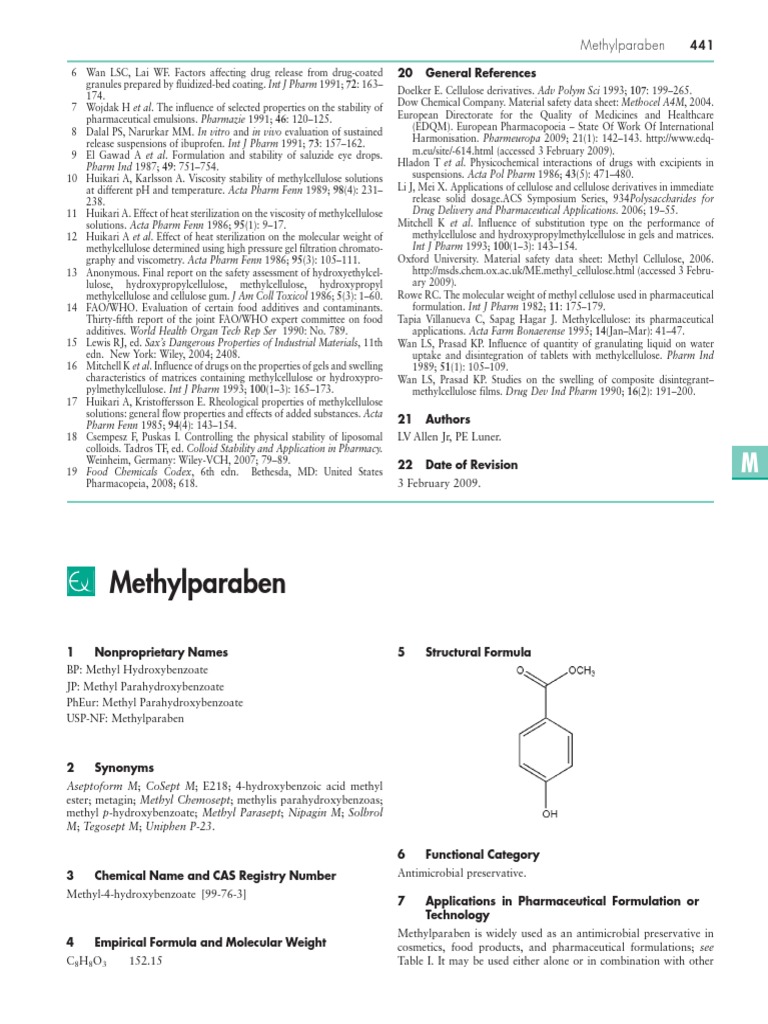 Metilparabeno Handbook | PDF | Pharmaceutical Formulation | Solubility