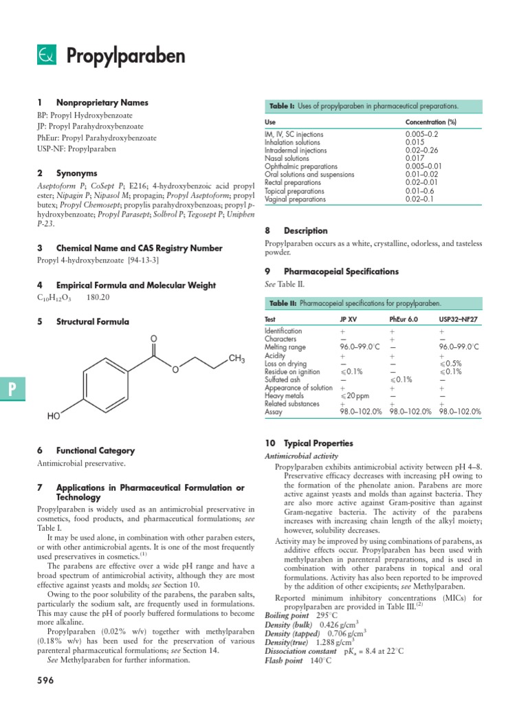 Propilparabeno Handbook | PDF | Pharmaceutical Formulation | Solubility