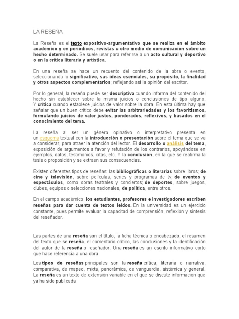 La Reseña | PDF | Ensayos