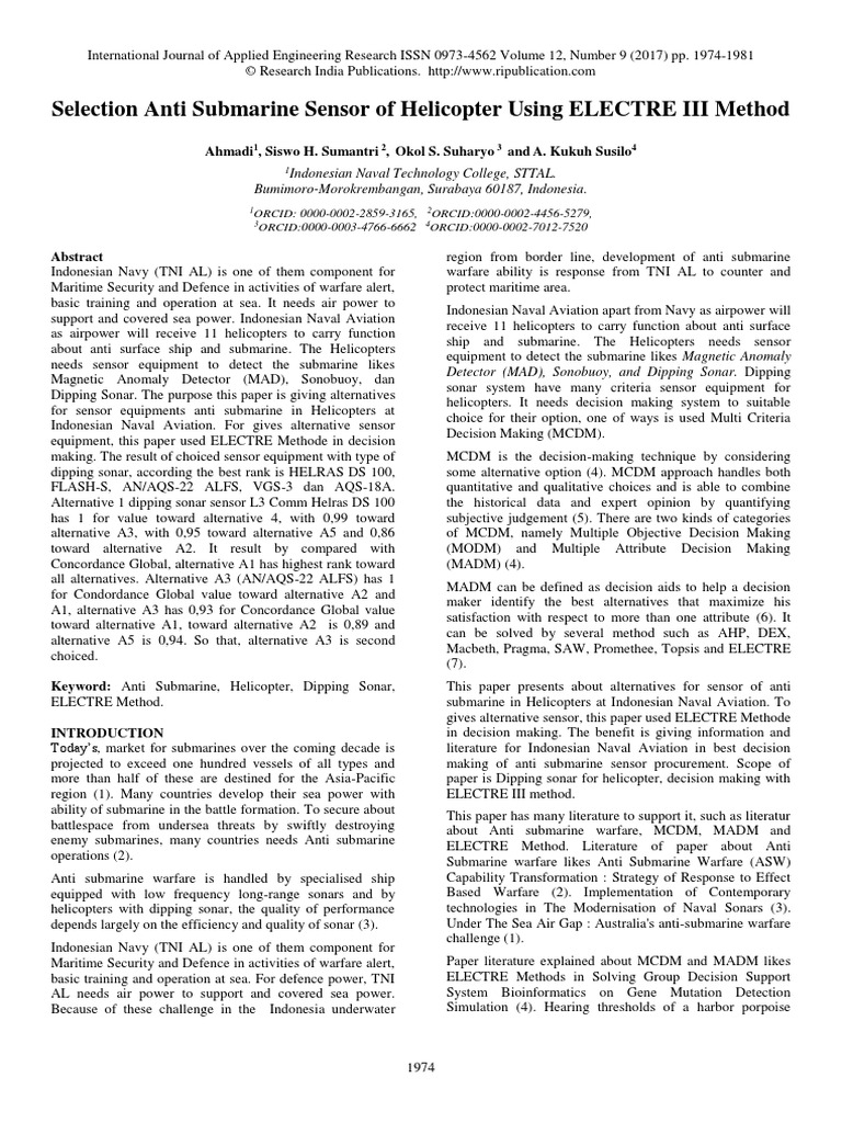 Evaluation of Helicopter Dipping Sonars | PDF | Anti Submarine Warfare ...