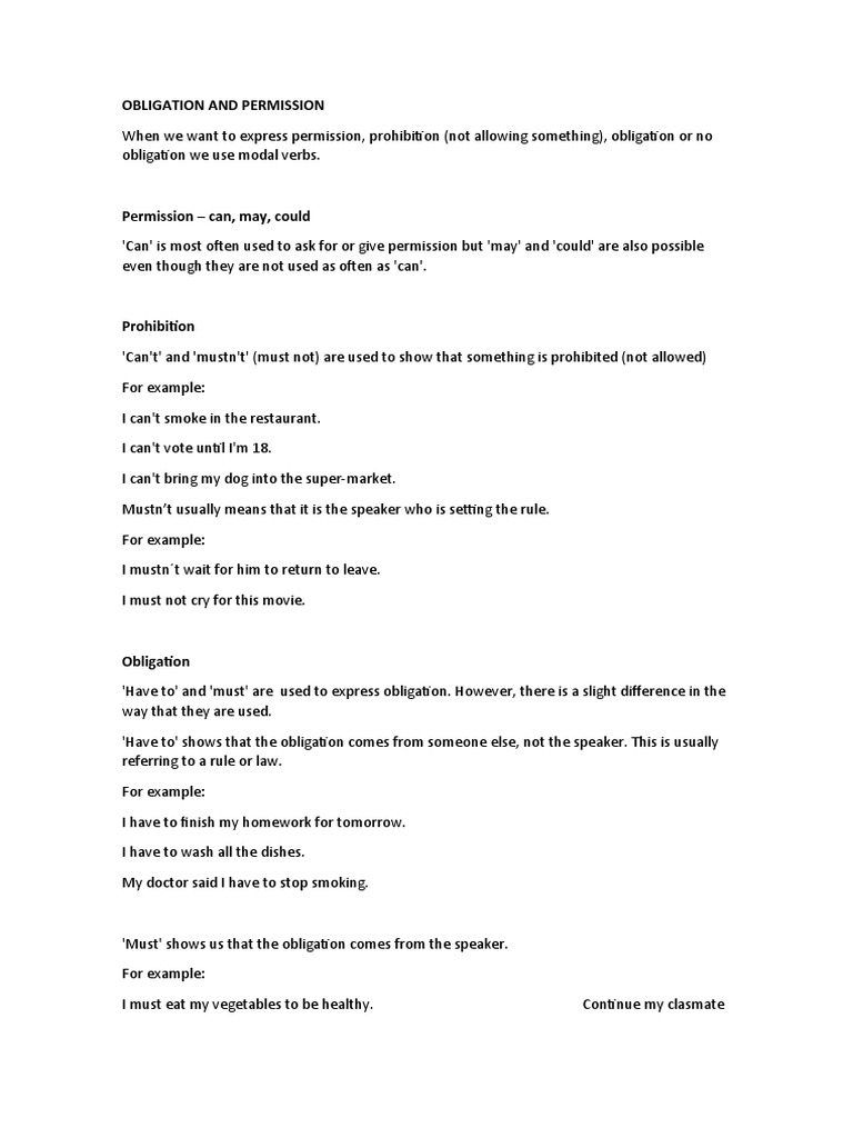Obligation and Permission | PDF