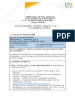 Guia de Actividades y Rúbrica de Evaluación - Unidad 1 - Fase 1 - La Investigación Cientifica