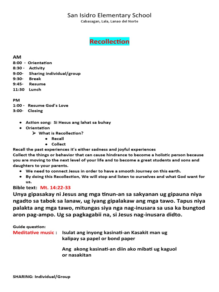 Recollection: San Isidro Elementary School | PDF