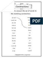 Contractions: Draw A Line To Connect The Set of Words To The Matching Contractions