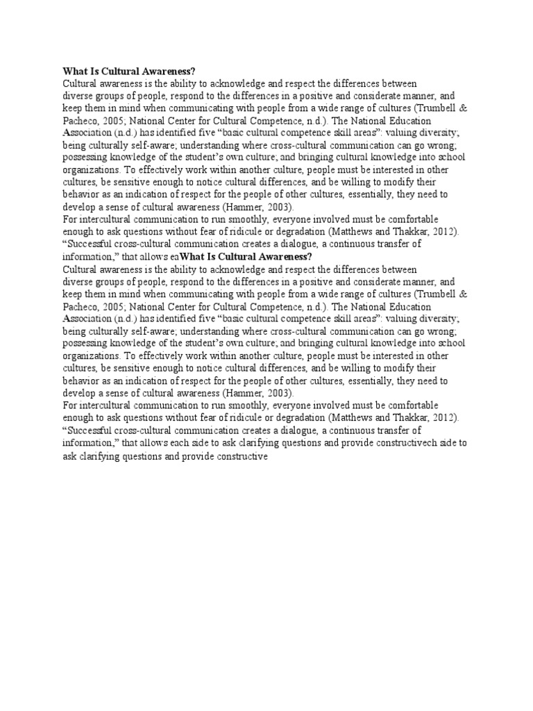 What is cultural awarenes1 pdf cross cultural communication 