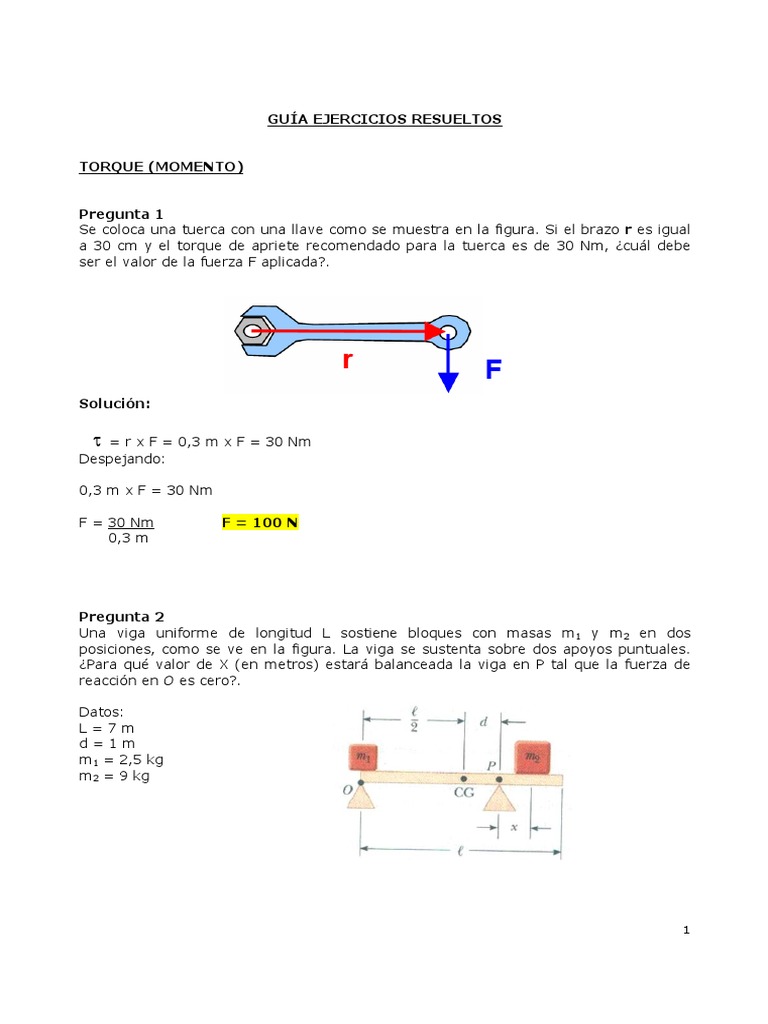 Guía Ejercicios Resueltos Torque (Momento – DHOVGL