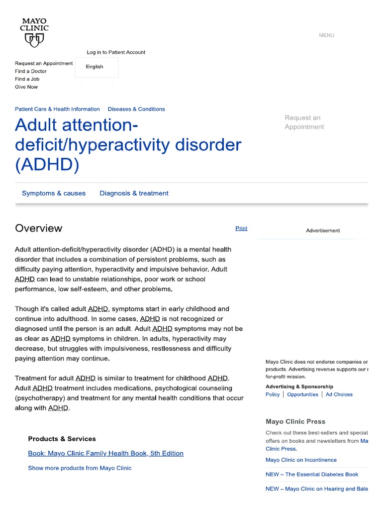 Adhd Mayo Clinic PDF