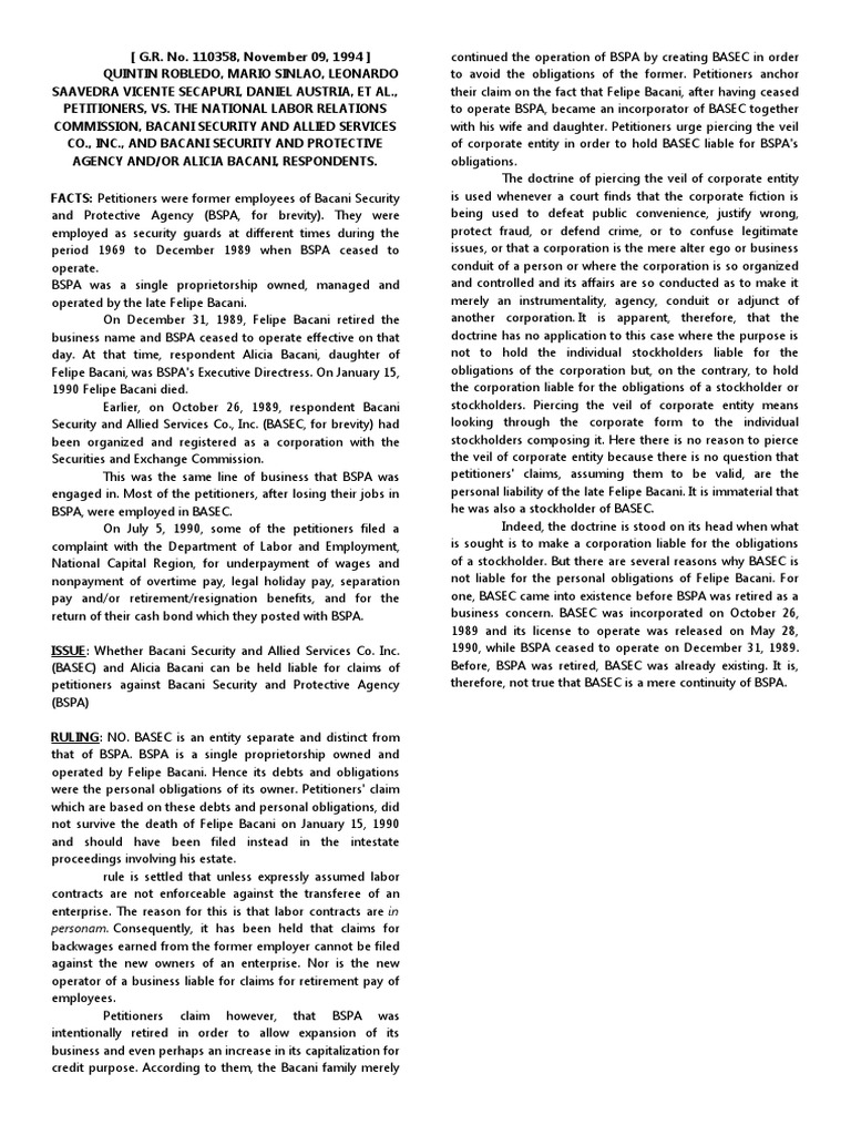 BSPA vs BASEC: Liability Ruling | PDF | Legal Liability | Employment