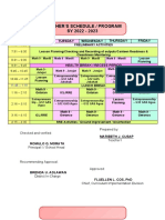 Teacher'S Schedule / Program SY 2022 - 2023: Time Monday / Tuesday Wednesday Thursday Friday