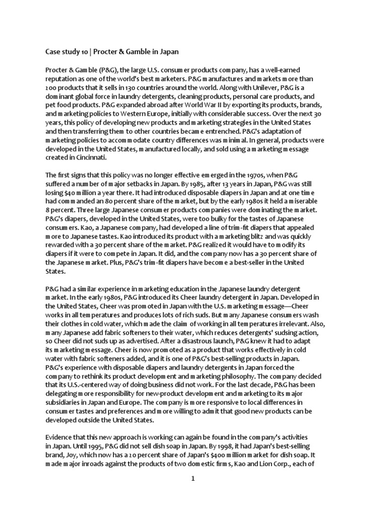 Case Study 10 - Procter & Gamble in Japan | PDF | Procter & Gamble ...