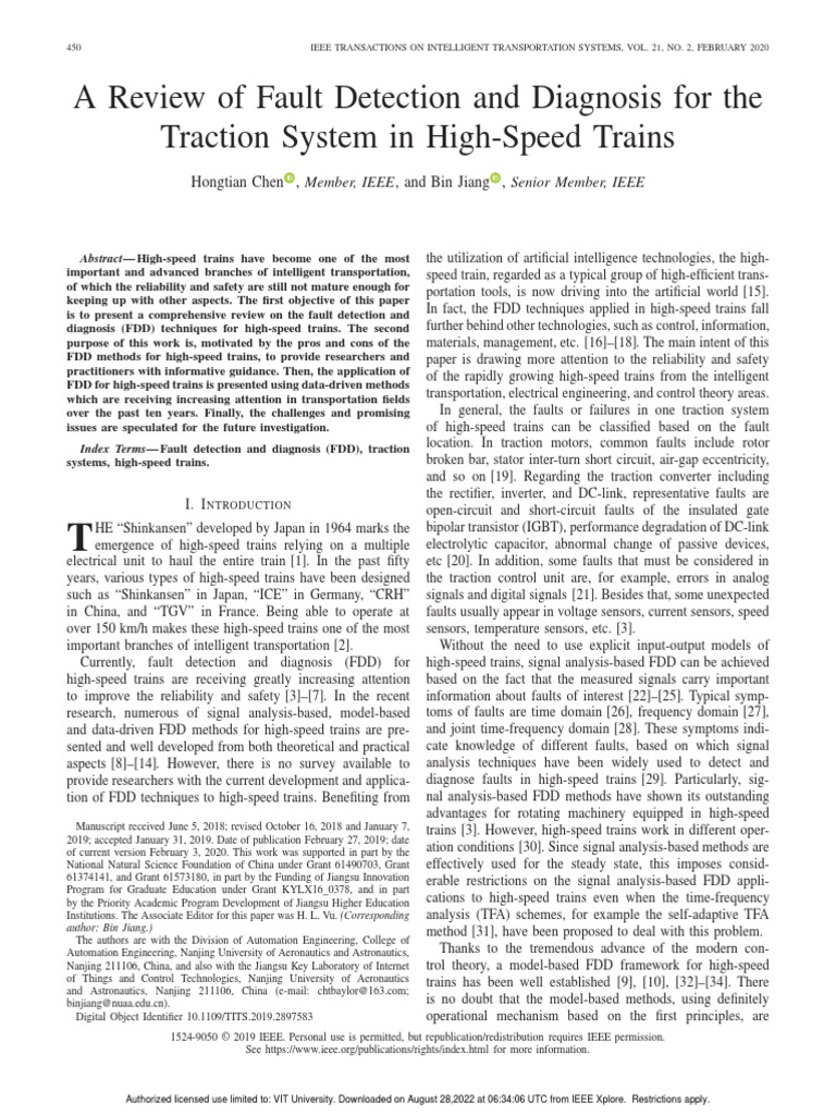 A Review of Fault Detection and Diagnosis For The Traction System in ...