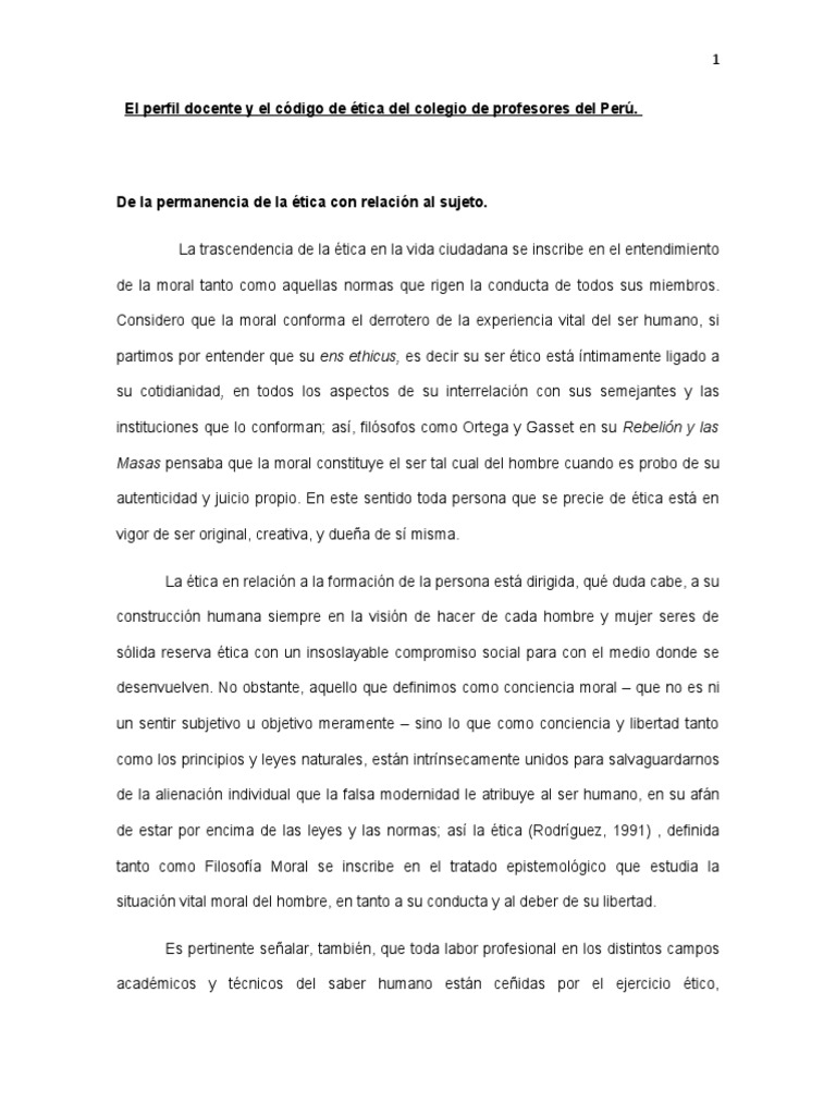 Ensayo sobre etica deontologia docente cppe pdf moralidad maestros
