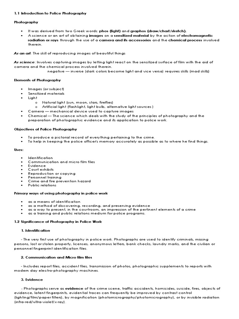 Introduction police photography essentials pdf camera shutter