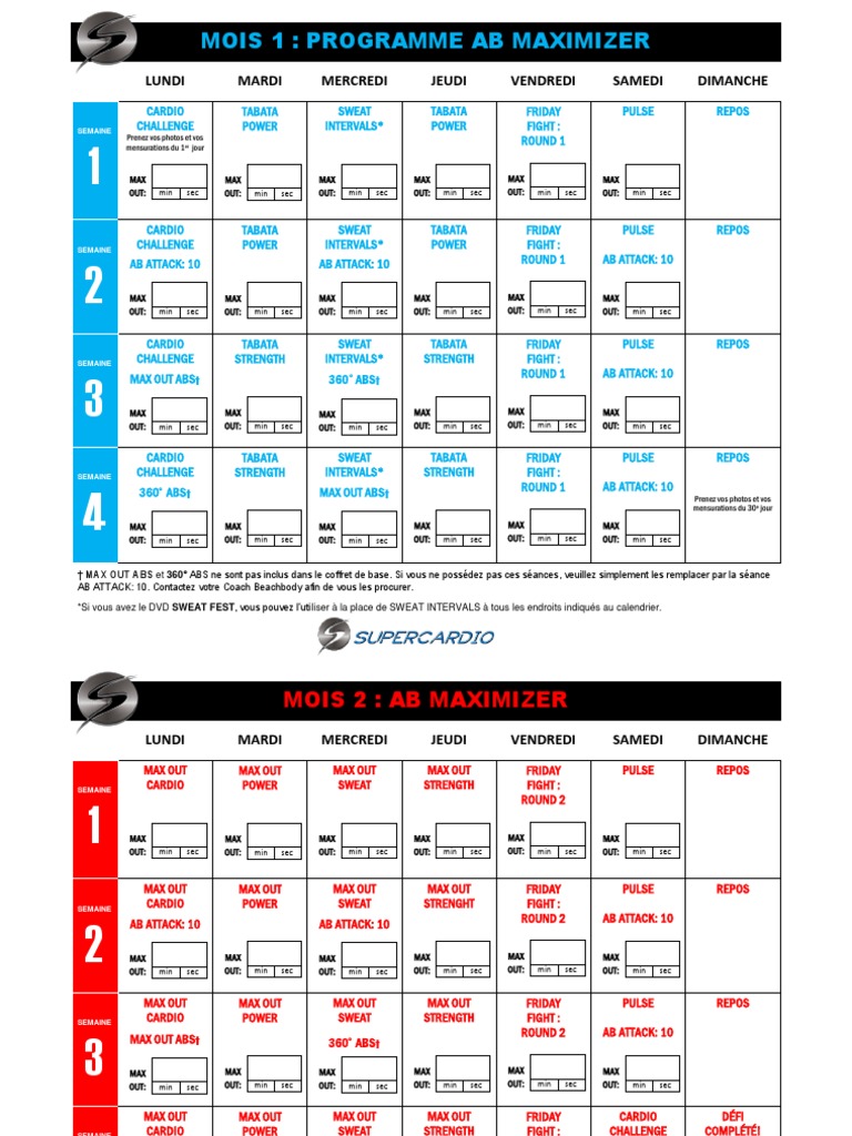 Calendrier Insanity Max 30 Ab Maximizer PDF
